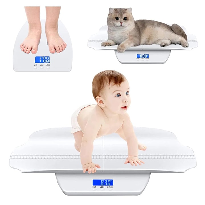 Cân Điện Tử Cho Bé Sơ Sinh BABY SCALE, Cân Tối Đa 100KG, Kết Hợp Đo Chiều Cao Em Bé