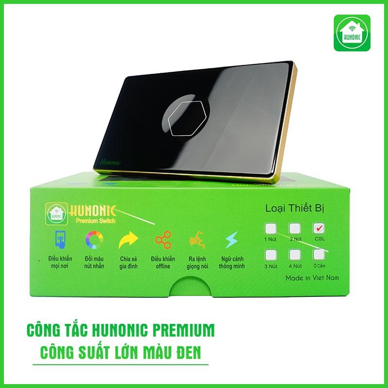 Công tắc thông minh Hunonic Premium Viền Vàng Kính Lõm cảm ứng 1/2/3/4 nút-Hàng Chính Hãng