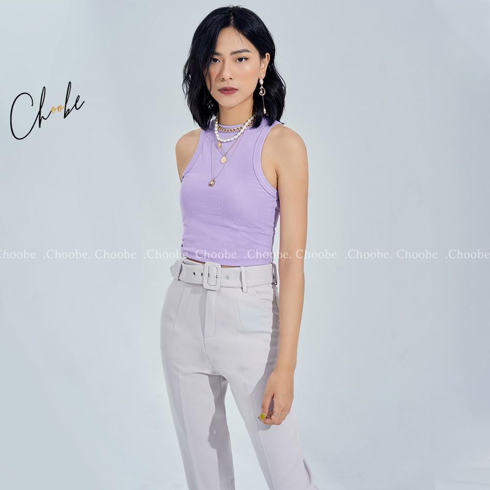 Quần baggy nữ Choobe cạp cao đai khuyên lỗ tháo rời cá tính chất vải cao cấp form dáng công sở - Q30