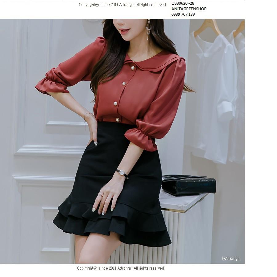 Q980620 ÁO SƠ MI NỮ CỔ SEN