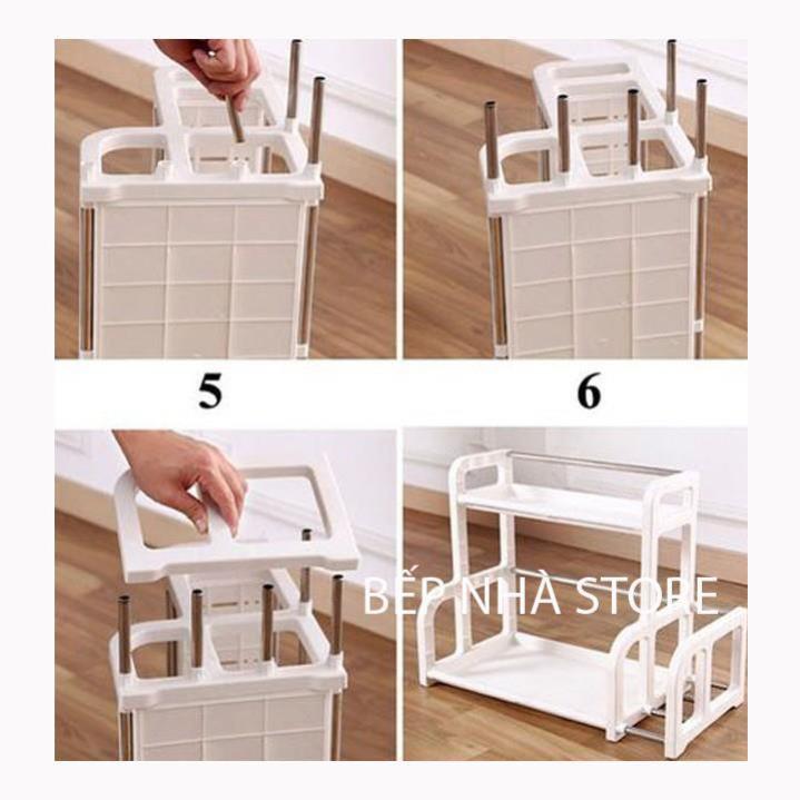 Kệ Chữ H để đồ dùng nhà bếp, có ngăn để thớt tiện lợi, dễ dàng lắp đặt
