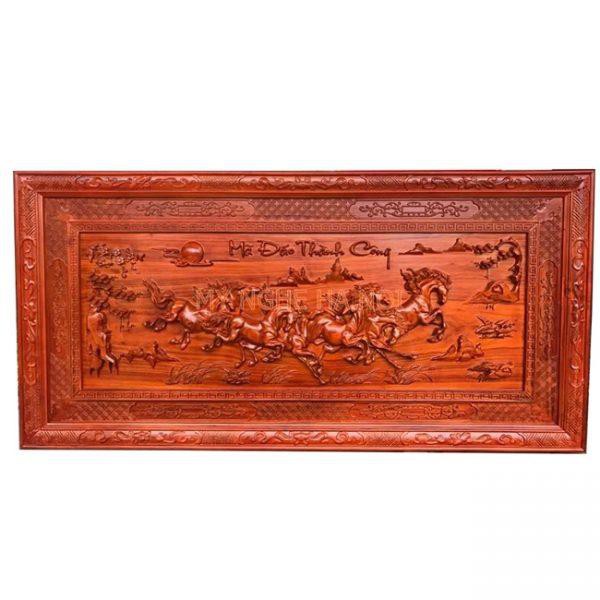 Tranh gỗ mã đáo thành công ( kích thước 67cm x 127cm ) dày 3 phân (FREESHIP  HCM BK 30-50 KM )