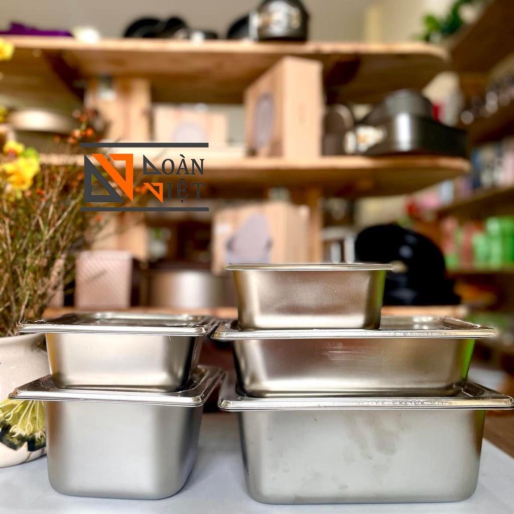 Khay inox 1/4 1/6 1/9 đựng thạch trà sữa, topping các loại- Khay đựng thực phầm . Inox 304 dày, sáng bòng - Nh