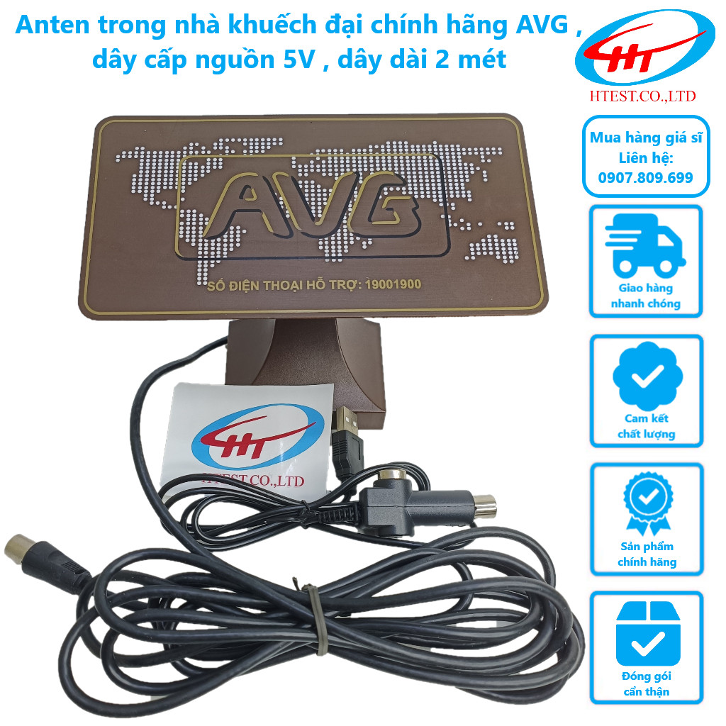 Anten bàn trong nhà AVG dùng cho nhà chung cư cao tầng và nhà gần trạm phát sóng DVB T2, Hàng Chính Hãng. có dây cấp nguồn 5V