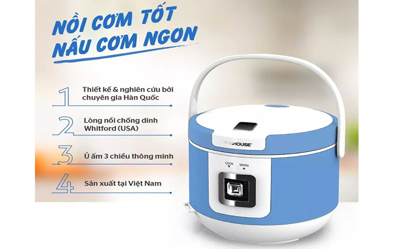 Nồi Cơm Điện Nắp Gài Sunhouse SHD8655G (1.8 Lít) - Hàng Chính Hãng