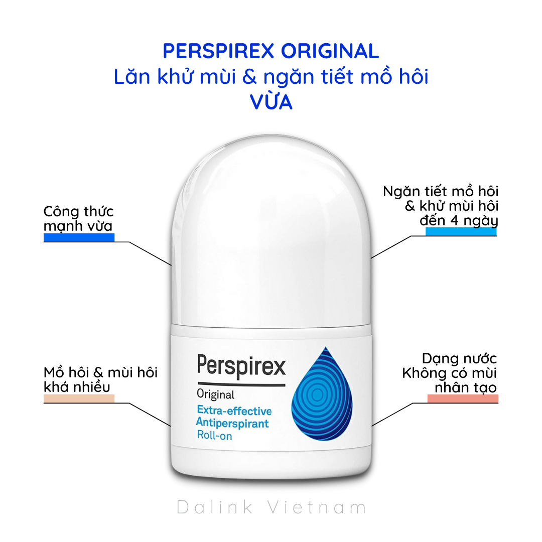 Lăn khử mùi Perspirex Original: khử mùi hôi nách và ngăn tiết mồ hôi cho da thường