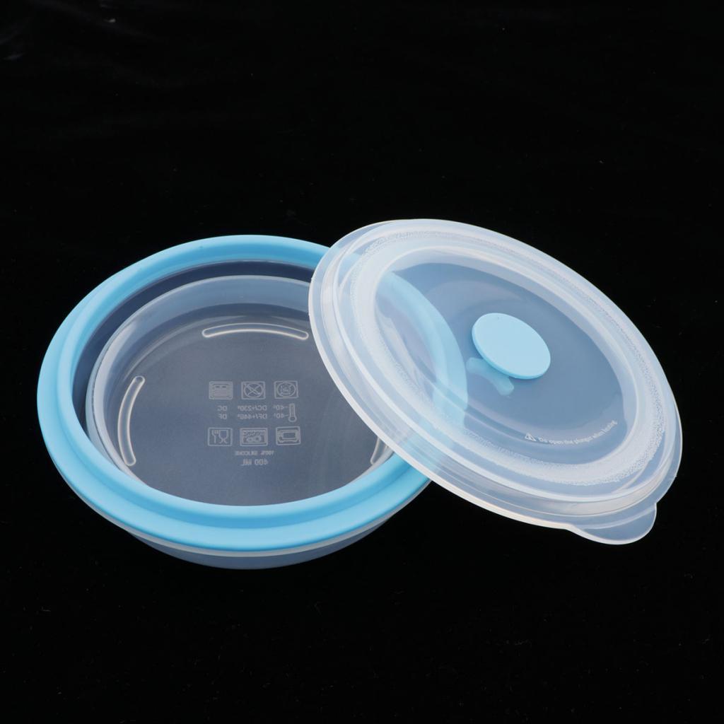 Collapsible Silicone Portable Lunch Bowl Round Folding Box Food Storage Container Organizers