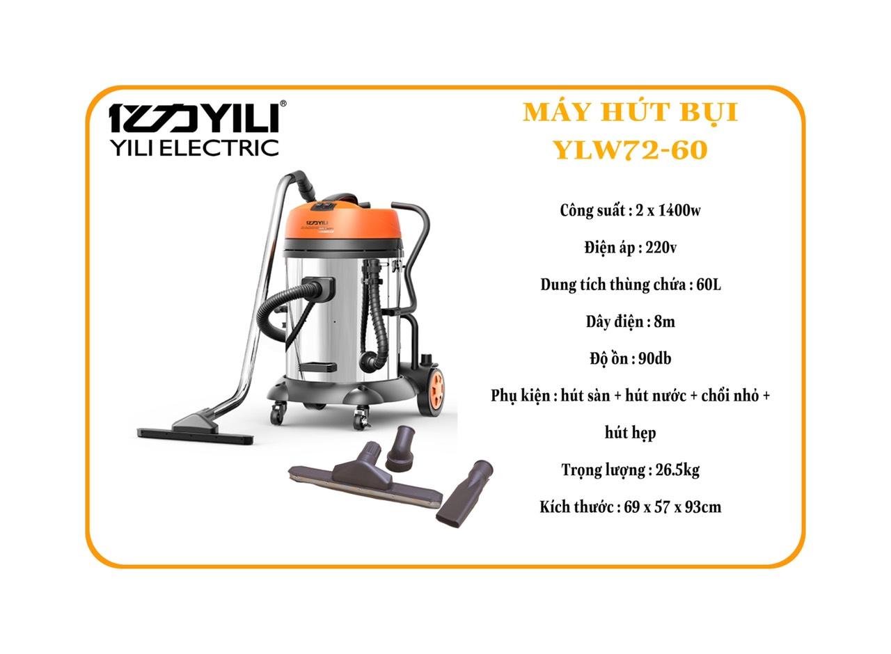 Máy Hút Bụi Công Nghiệp YILI 60 Lít Công Suất 2800W, Có Thể Hút Nước, Bụi Bẩn Và Thổi Bụi – Hàng Chính Hãng