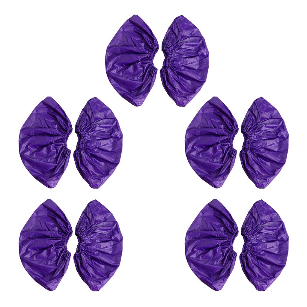 5 Pair Safety Non Slip Washable Reusable Shoe Covers Overshoes Waterproof - Purple