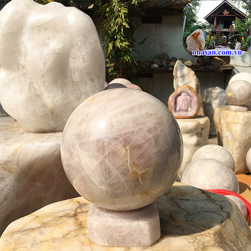 Quả Cầu Phong Thủy Đá Thạch Anh Hồng Tự Nhiên Khử Tia Ác Xạ QC770 nặng 7kg đường kính 17cm – Vật phẩm phong thủy may mắn