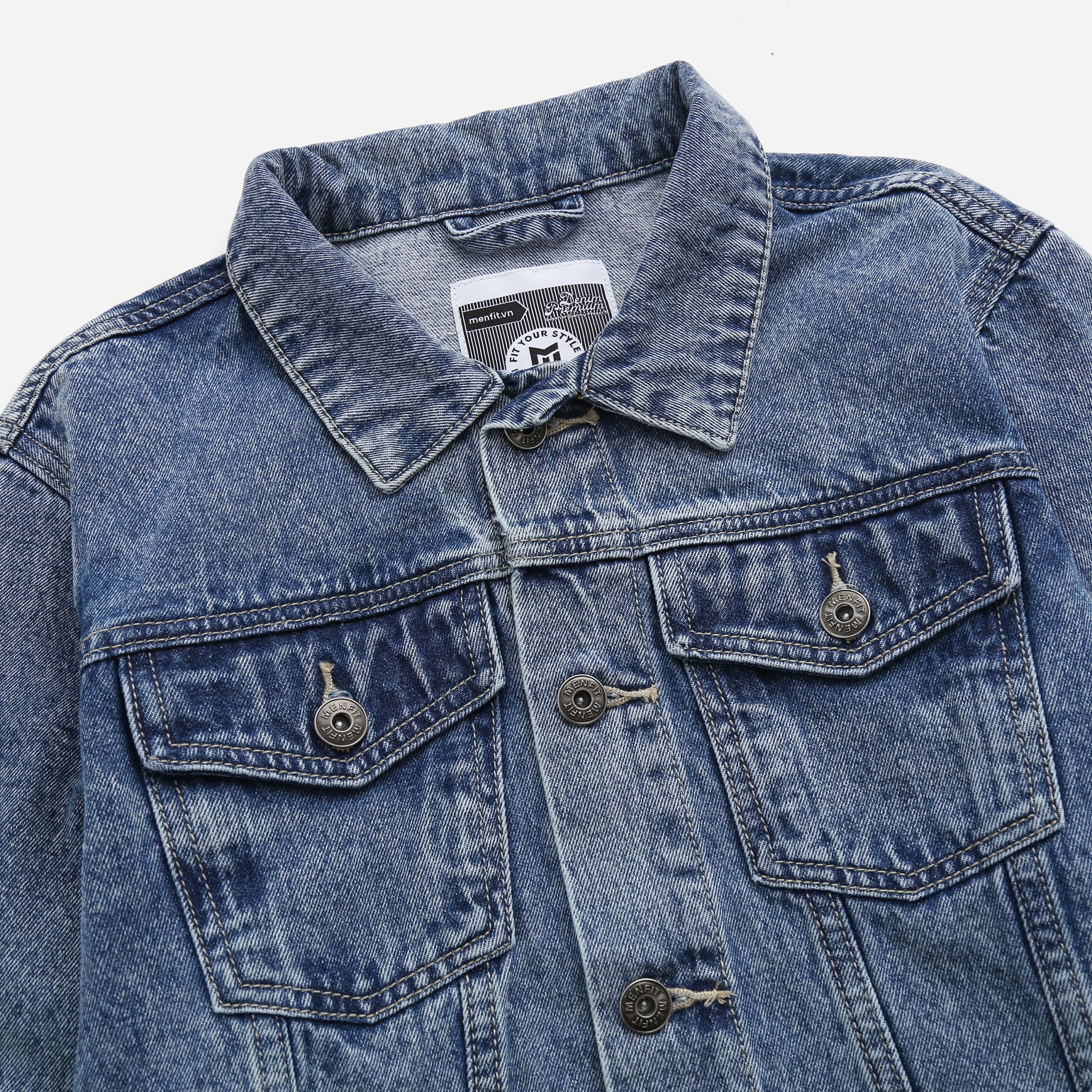 Áo khoác Jean nam basic MENFIT DC301 chất denim cao cấp, dày dặn, form chuẩn tôn dáng