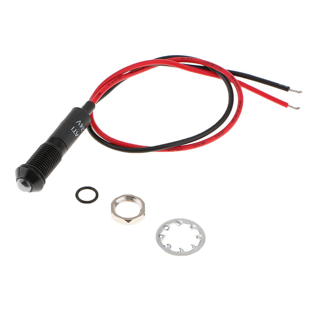 8mm 24V Car Motorcycle Metal White LED Indicator Light Lamp &