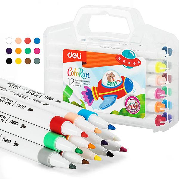Hộp 12 Bút Marker Acrylic - Deli EC189-12