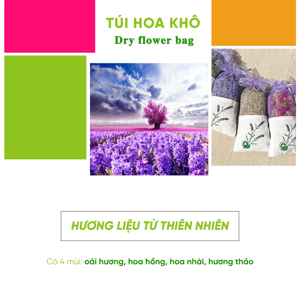 Túi Thơm Thảo Mộc Nụ Hoa Oải Tự Nhiên Treo Phòng, Tủ Quần Áo, Xe Hơi