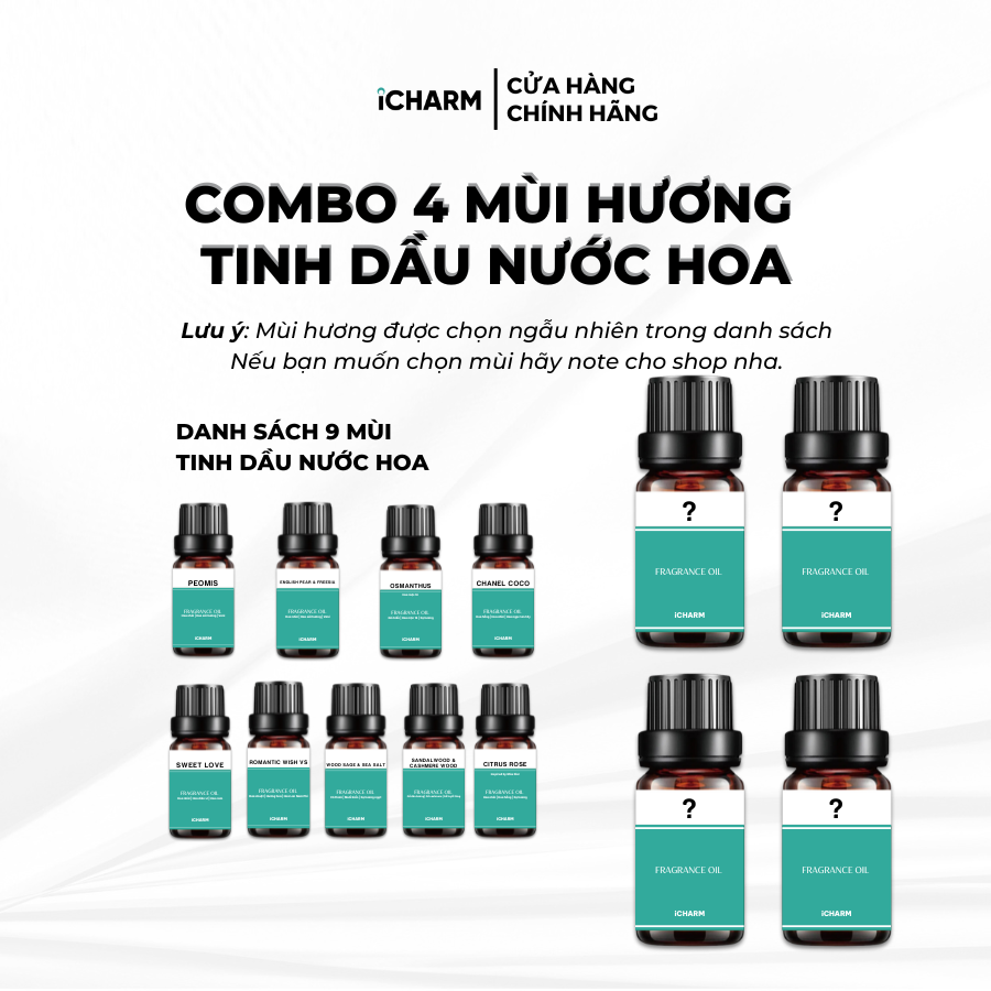 Tinh dầu xông phòng nước hoa, khách sạn 10ml, tinh dầu nước hoa, khách sạn iCHARM