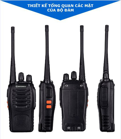 2 Bộ đàm Motorola XPR-368 + 2 Tai nghe chuyên dụng cho bộ đàm, phiên bản mới nhỏ gọn, liên lạc xa 2.5 km, pin dùng 12 giờ, xuyên phá vật cản tốt - Hàng nhập khẩu