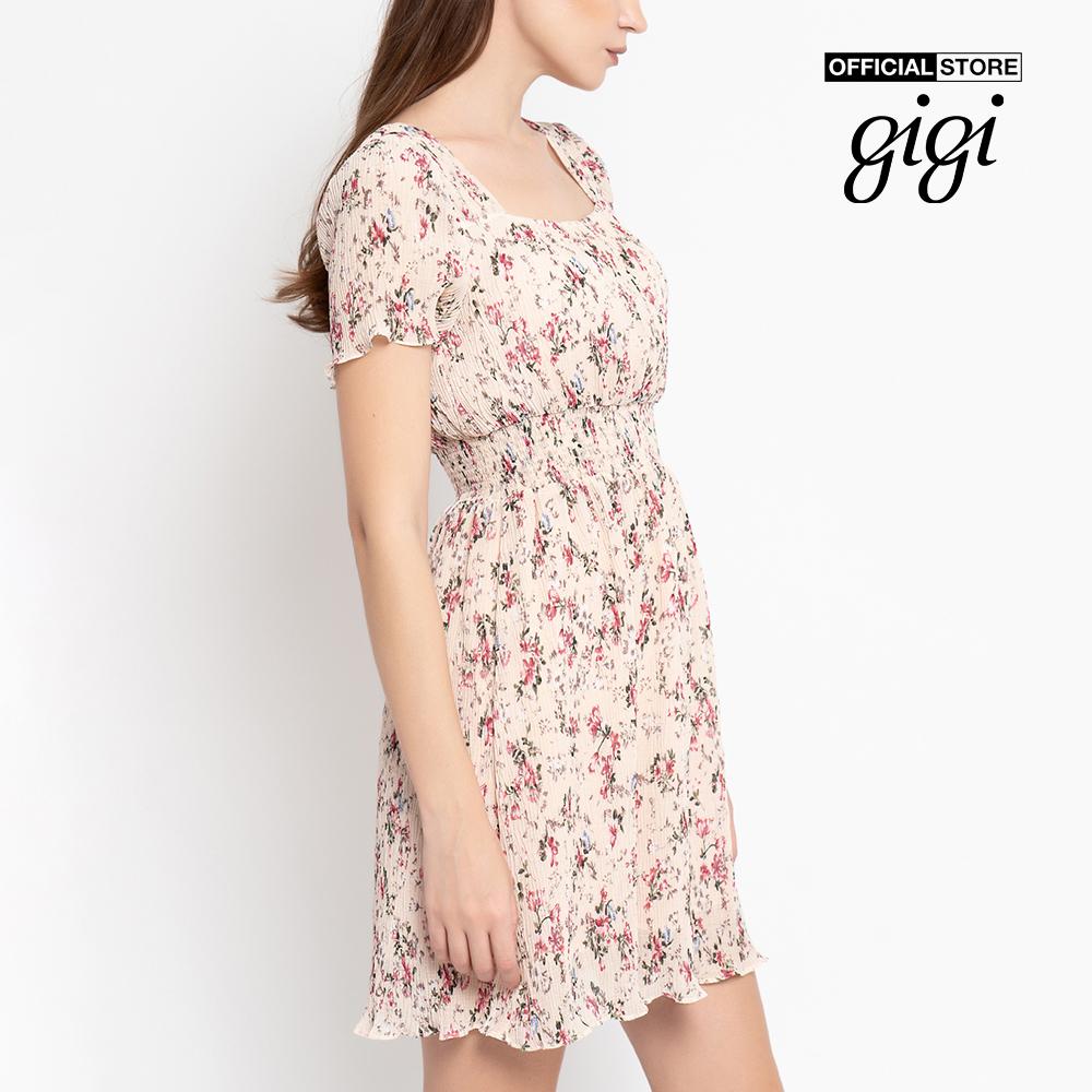 GIGI - Đầm mini ngắn tay cổ vuông Smocked Puff Sleeve G2101D221116