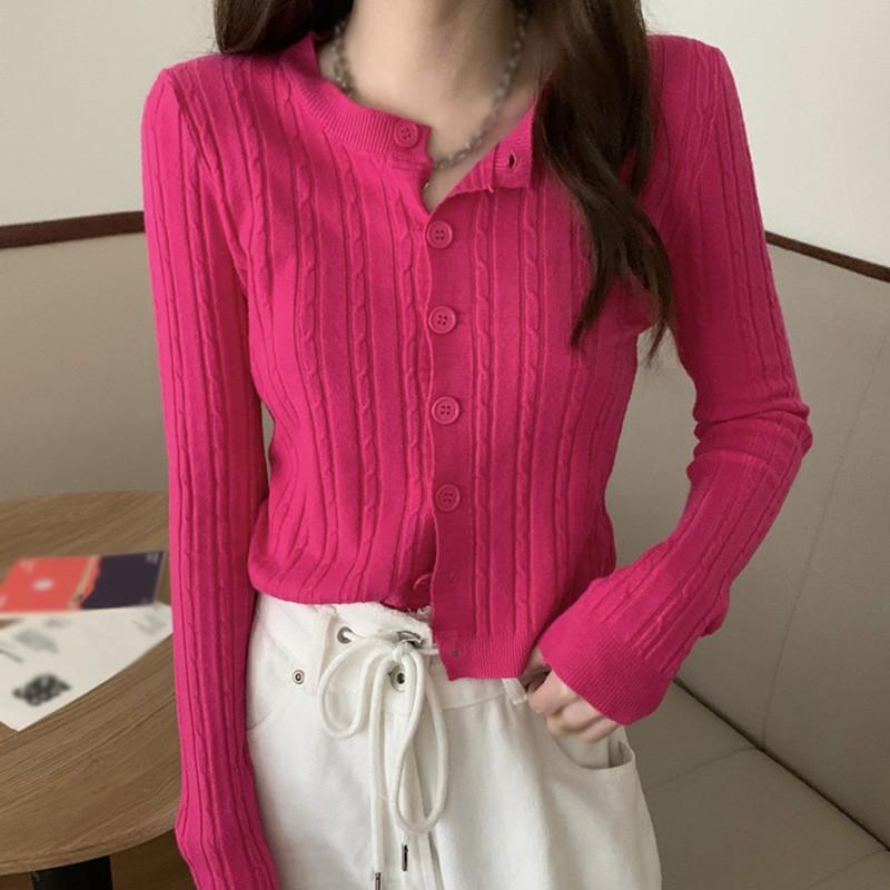 Áo khoác sweater dáng ngắn ôm phong cách cổ điển dành cho nữ