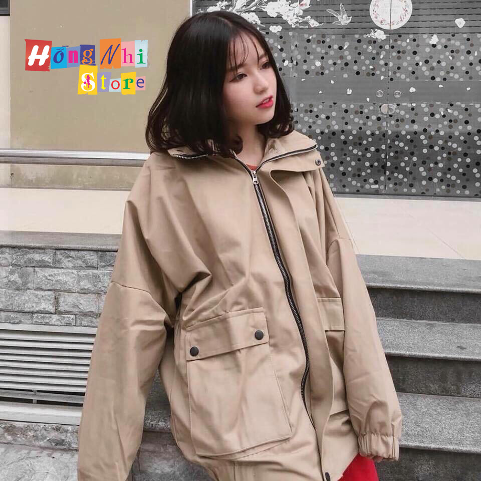 ÁO KHOÁC JACKET KAKI 2 TÚI DÁNG RỘNG DÀI MÀU TAN - JACKET KAKI UNISEX TAN - MM