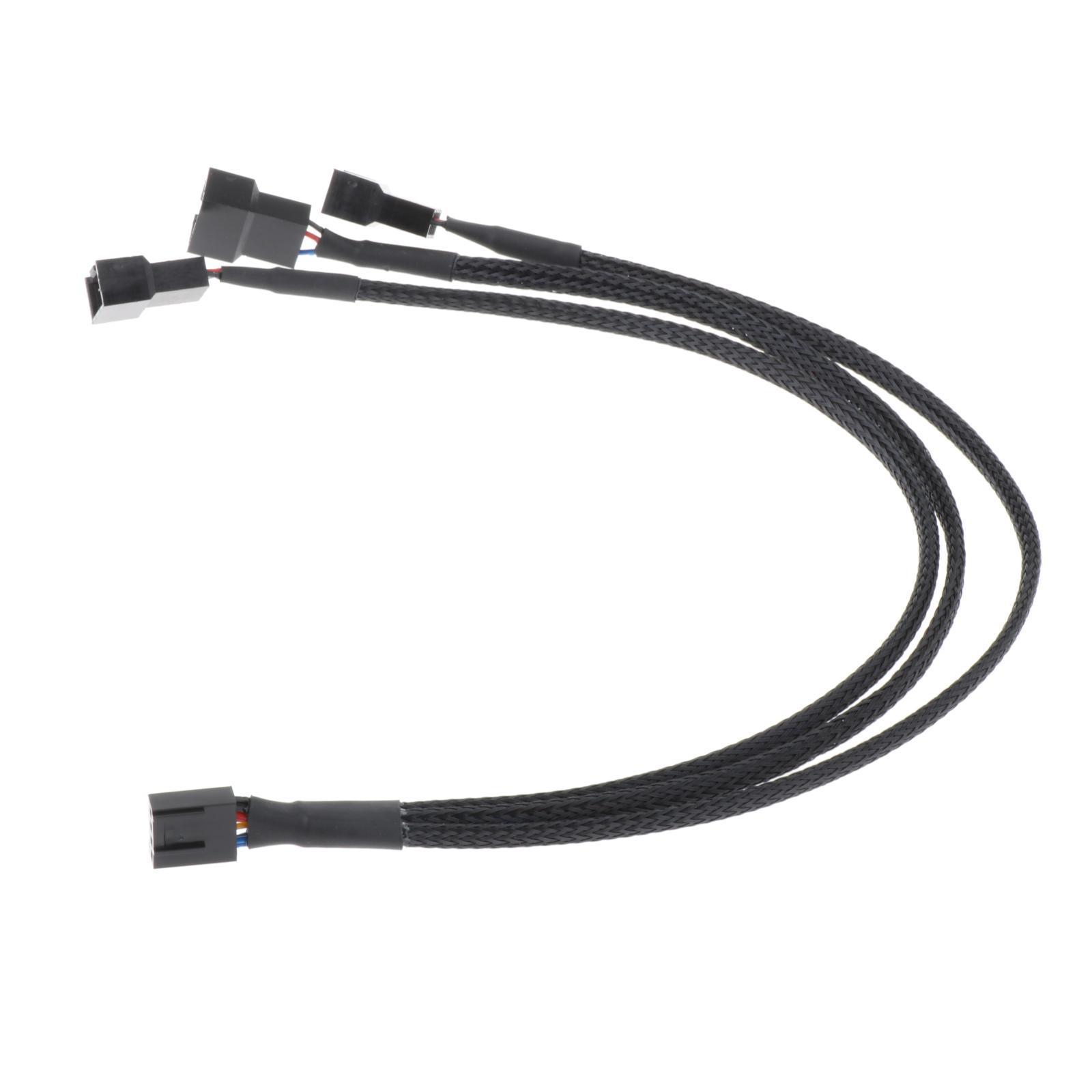 4 Pin PWM Splitter Cable Sleeved Splitter PC Cable CPU Cooling Fans Accessory High Performance PC Computer 26cm Cord Black