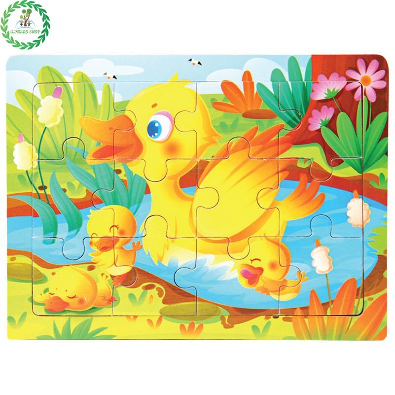 Đồ chơi xếp hình chất lượng cao puzzle , Bộ xếp hình bằng gỗ 12 miếng đa dạng hình ảnh GINTARO SHOP