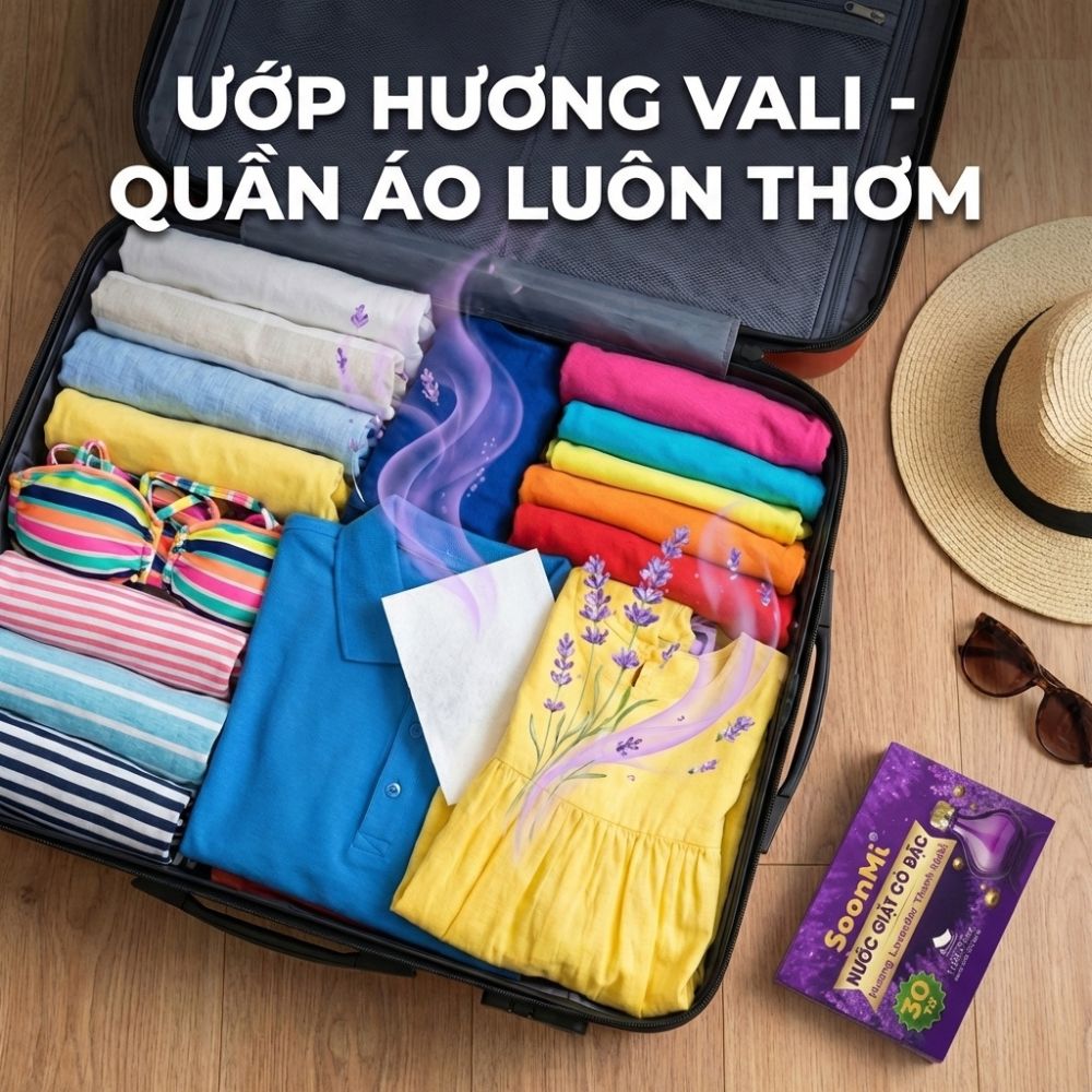 Nước Giặt Cô Đặc SoonMi Hương Lavender - Công Nghệ Giặt Tẩy Thế Hệ Mới (Hộp 30 Tờ) - hàng chính hãng