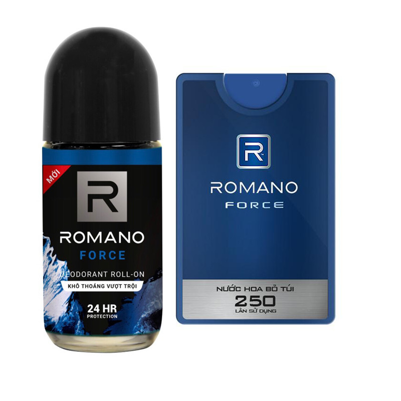 Combo Romano Force:  Nước hoa bỏ túi 18ml Và lăn khử mùi Cho Nam 50ml