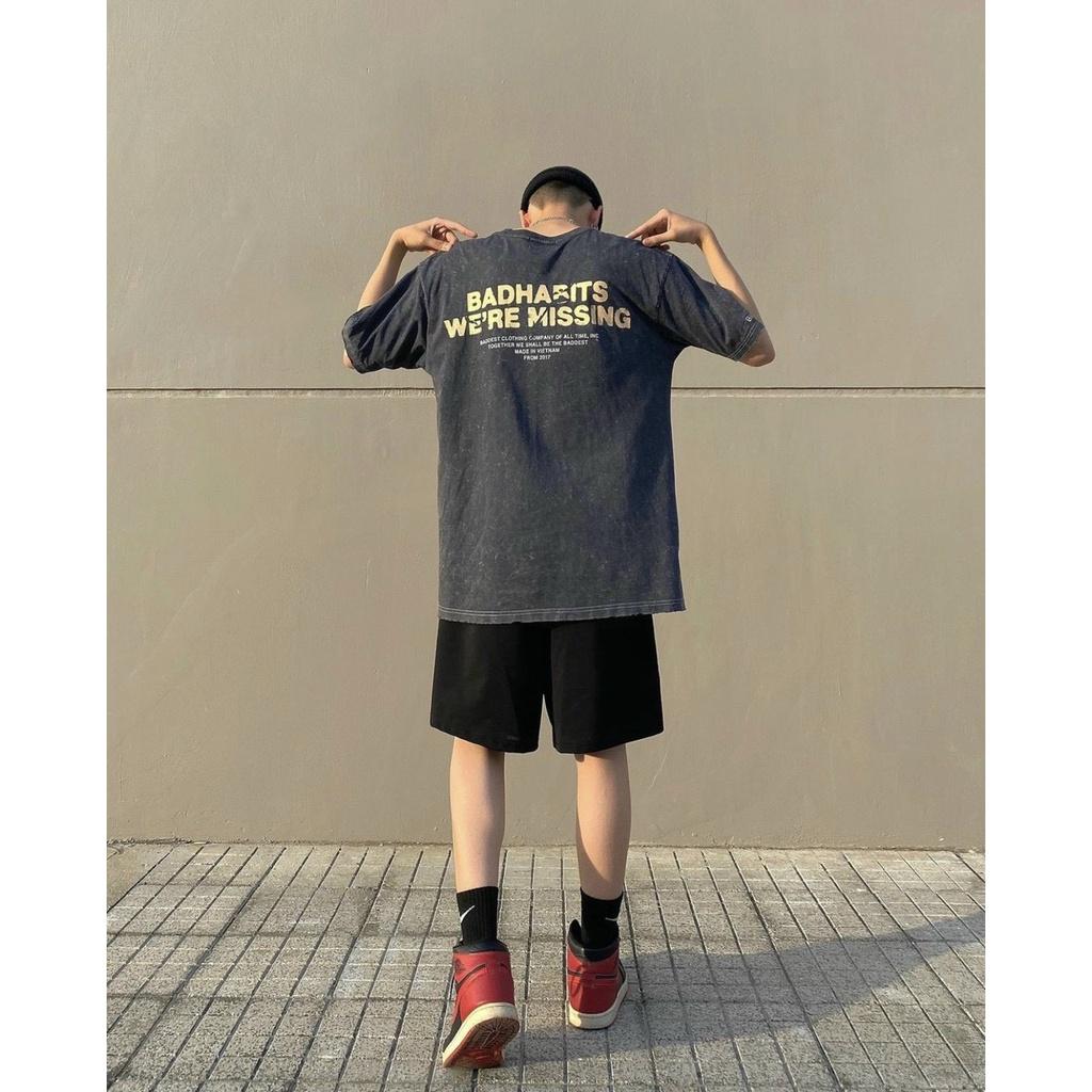Áo Thun Nam Nữ Local Brand Bad Habits Wash Xám Tay Lỡ Unisex Full Mạc