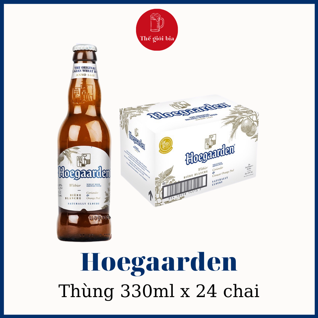 Thùng bia Hoegaarden White 330ml x 24 chai thủy tinh