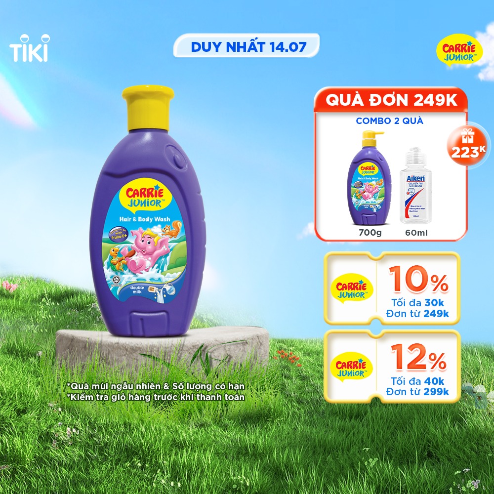 Sữa Tắm Gội cho bé Carrie Junior Hương Tinh Chất Sữa 280g