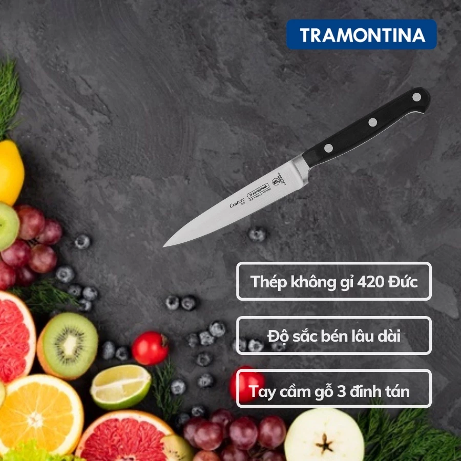 Dao Gọt Hoa Quả Tramontina Century 10cm Thép Rèn Nguyên Khối Cao Cấp Sản Xuất Tại Brazil 24010104