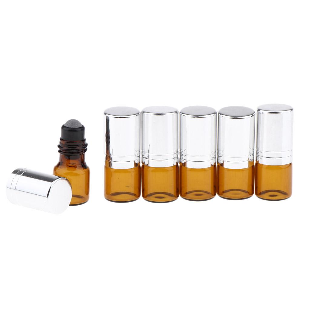 6x 2mL Empty Roller Bottle w/ Glass Ball for Essential Oils
