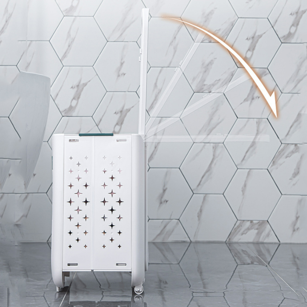 Giỏ đựng quần áo đa năng 2 tầng K143 gấp gọn treo tường hoặc bánh xe di động có Giỏ đựng đồ bằng nhựa PP cao cấp