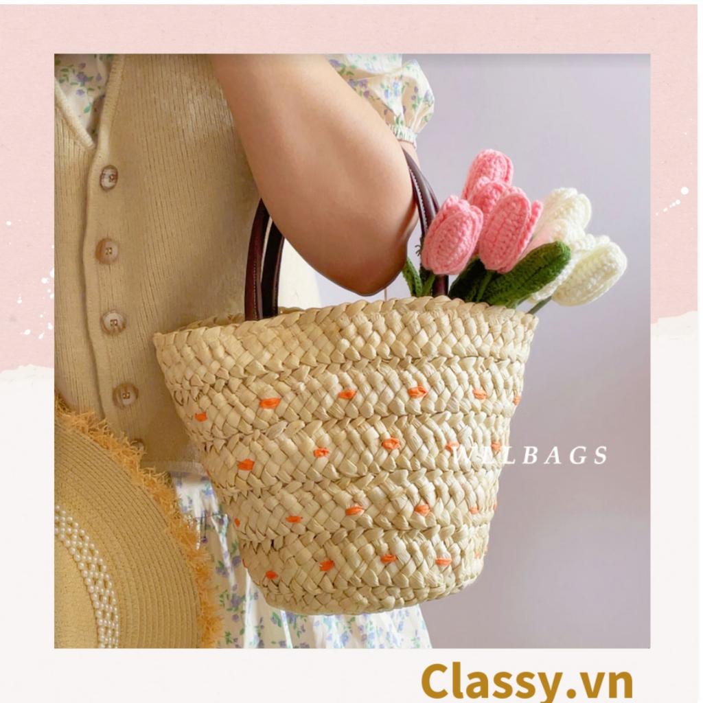 Túi cói Classy thời trang có lớp lót dây rút tiện lợi dành cho nữ T1233