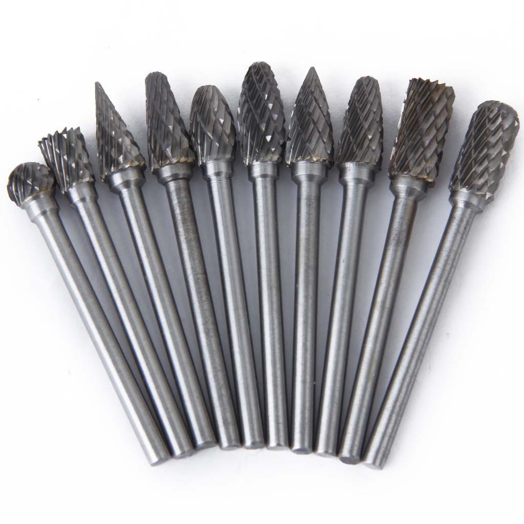 10pcs Tungsten Steel YG8 Carbide Rotary Burr for Deburring Polishing Metal