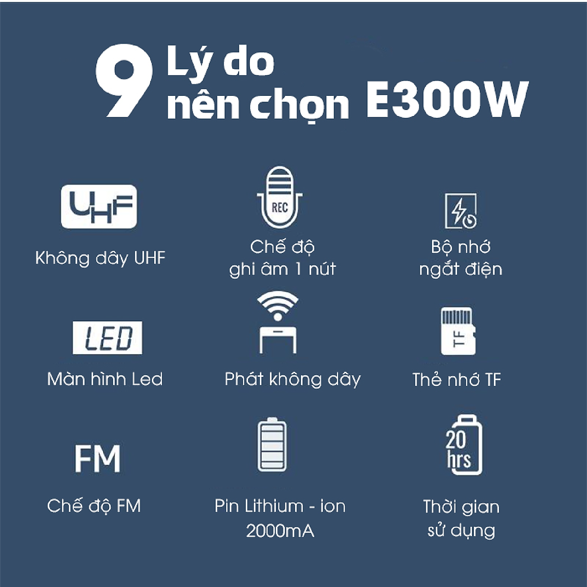 Máy trợ giảng không dây sử dụng sóng UHF TAKSTAR E300W cao cấp - Hàng chính hãng