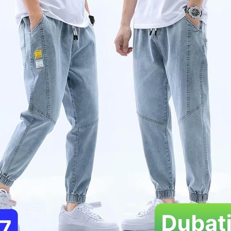 QUẦN BAGGY JEAN NAM LƯNG THUN DÁNG SUÔNG ỐNG TÚM, QUẦN JEAN NAM UNISEX- DB 57- DUBATI FASHION