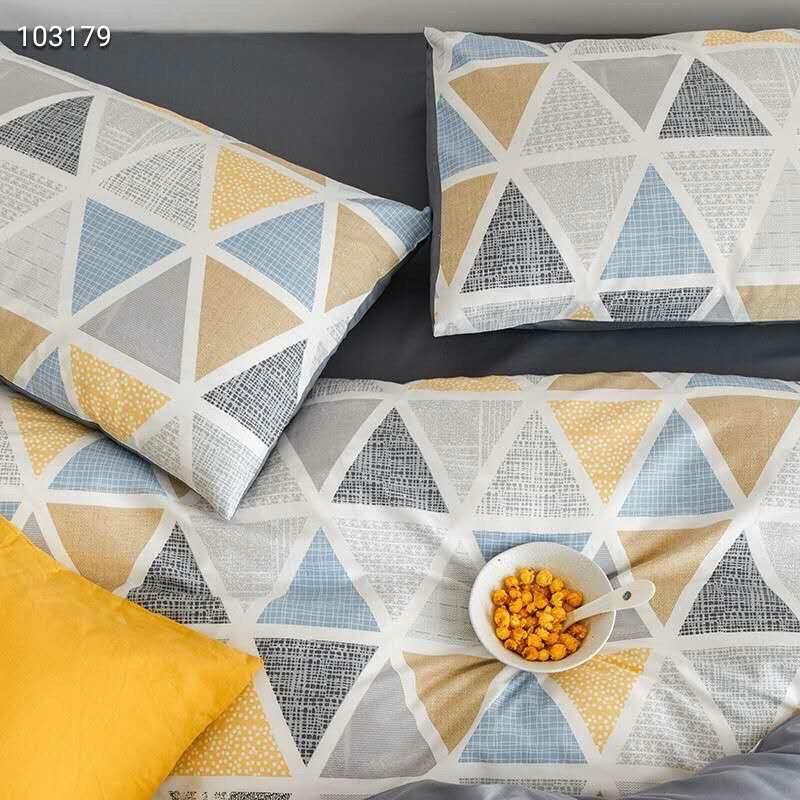Bộ Chăn Ga Gối Cotton Living 100%cotton Hàng Nhập Khẩu Cao Cấp Kẻ Hiện Đại