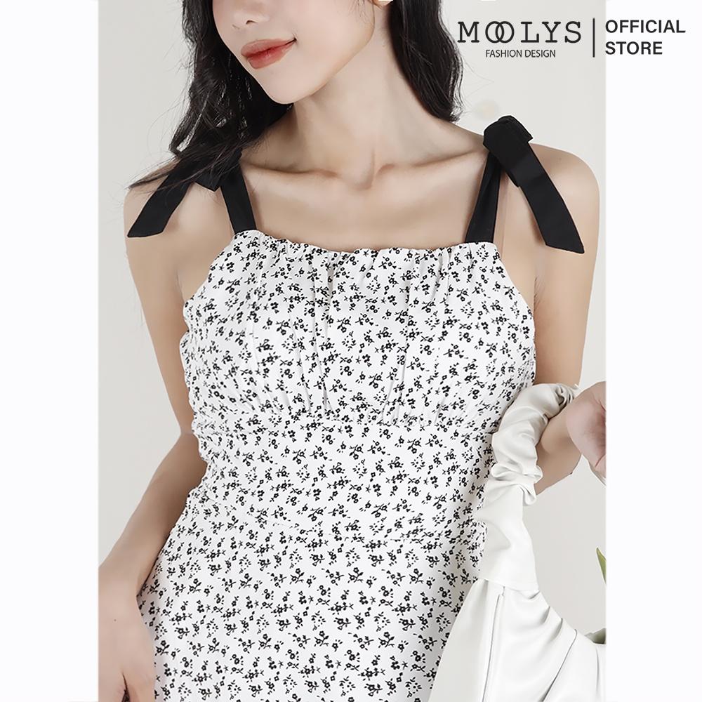 Đầm xoè thiết kế hai dây nhún ngực dễ thương Moolys MD001