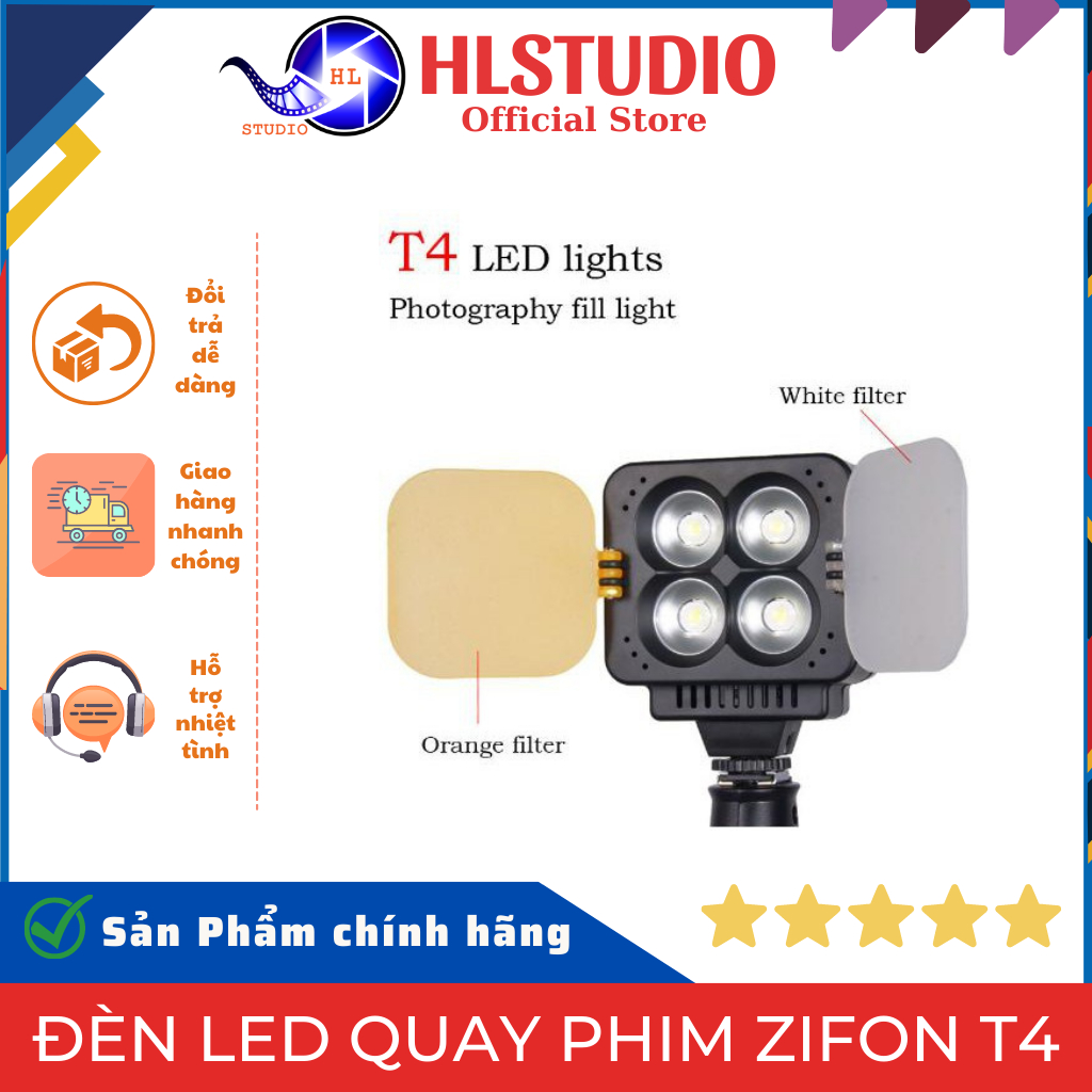 Đèn Led Quay Phim Zifon T4, Công Suất 10.5w, Nhiệt Màu 3200k - 5600k