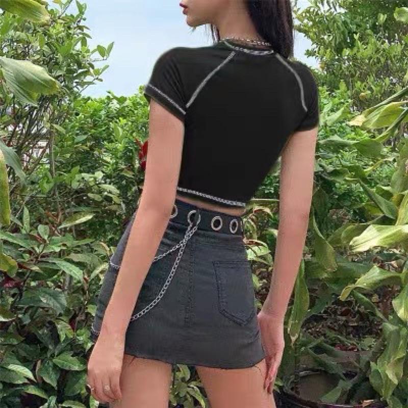 áo croptop chỉ nổi hình Kuromi phong cách Gothic