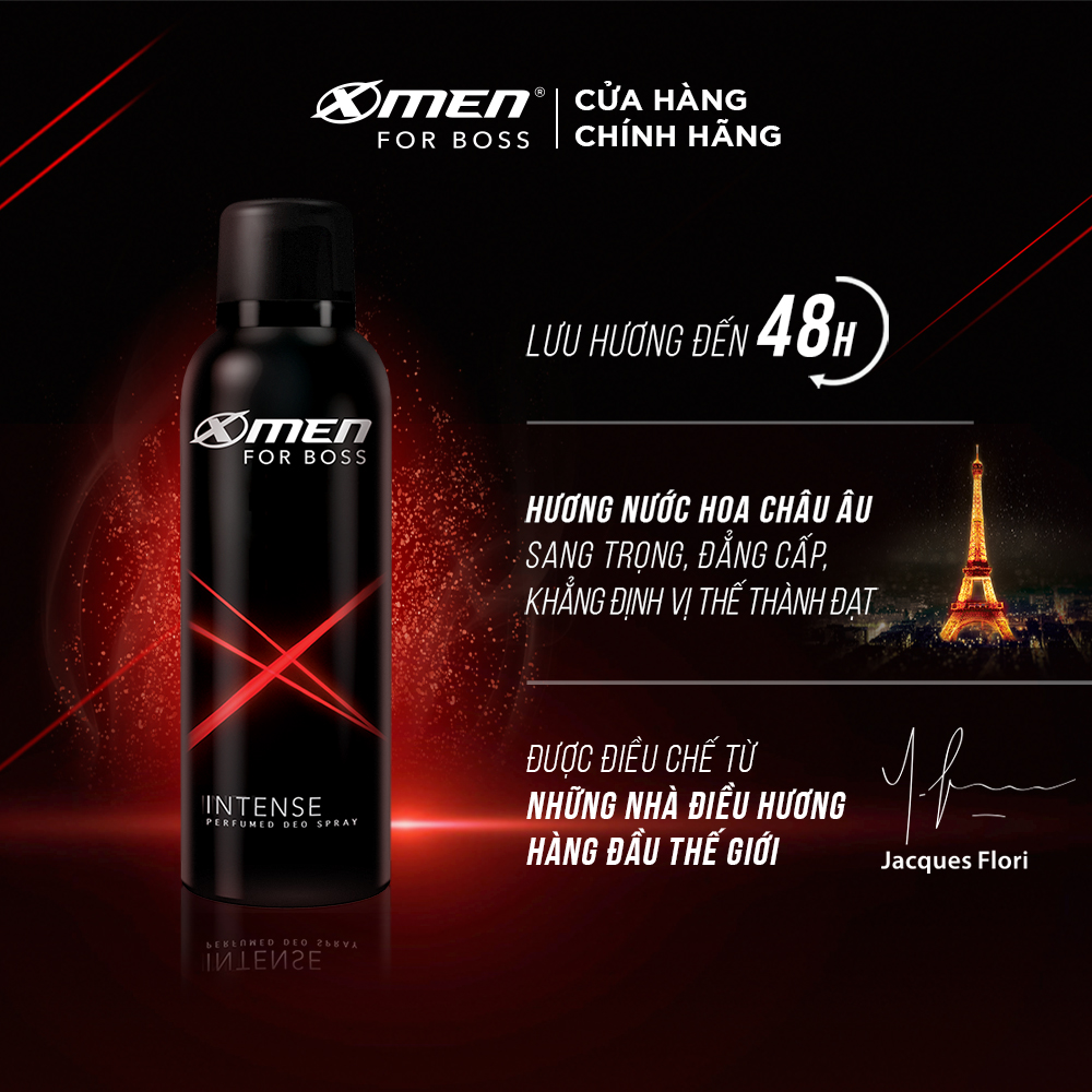 Combo 2 Xịt Khử Mùi XMen For Boss Intense -Mùi Hương Trầm Đầy Nội Lực 150ml