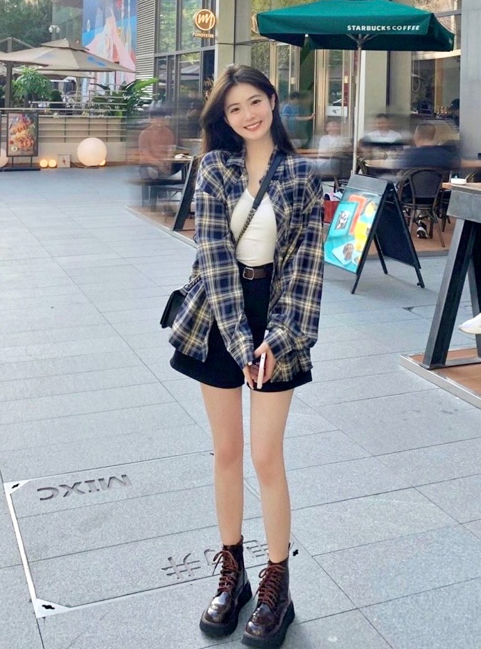 SET ÁO SƠ MI NỮ CARO RỘNG + QUẦN NGẮN SHORTS LƯNG CAO ỐNG RỘNG + ÁO THUN DÂY TRƠN ĐI BIỂN DẠO PHỐ ĐI HỌC ĐI CHƠI CÔNG SỞ