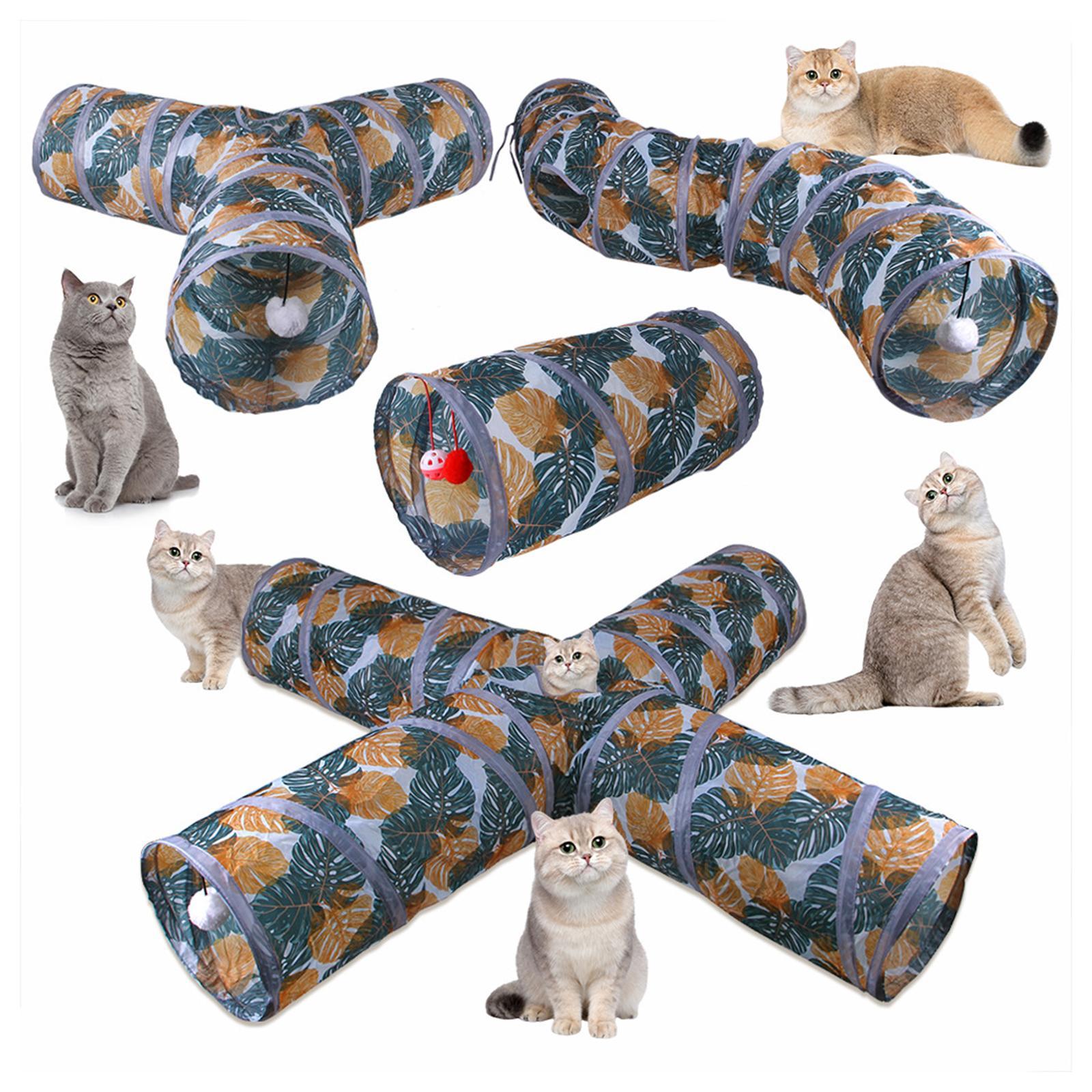 Cat Tunnel Collapsible Pet Interactive Toy Kitten with Ball for Indoor