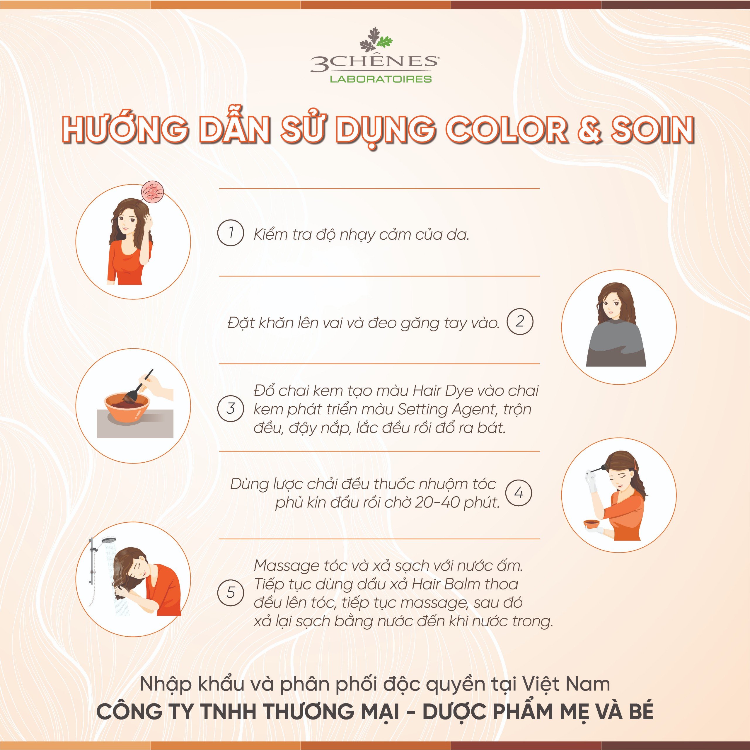 Thuốc Nhuộm Tóc Phủ Bạc 3 CHENES COLOR&SOIN MAHOGANY CHESTNUT 4M_MÀU NÂU ĐỎ_Thảo dược Tự nhiên, An toàn Không chứa Amoniac