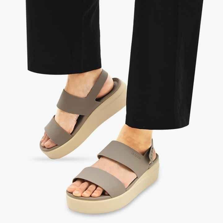 SANDAL NHỰA ĐI MƯA BOOKLYM LOW CAO 5CM ĐẾ XUỒNG MÀU BE