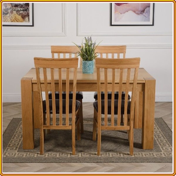 Bộ bàn ăn Rustic Oak bàn 1m4, kèm 4 ghế juno sofa