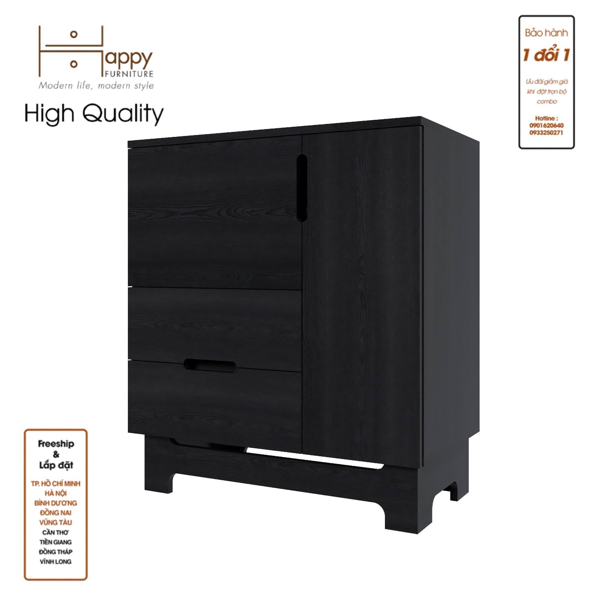 [Happy Home Furniture] MOLLY, Tủ lưu trữ 2 cánh mở - 2 ngăn kéo, 72cm x 40cm x 82cm ( DxRxC), TCM_104