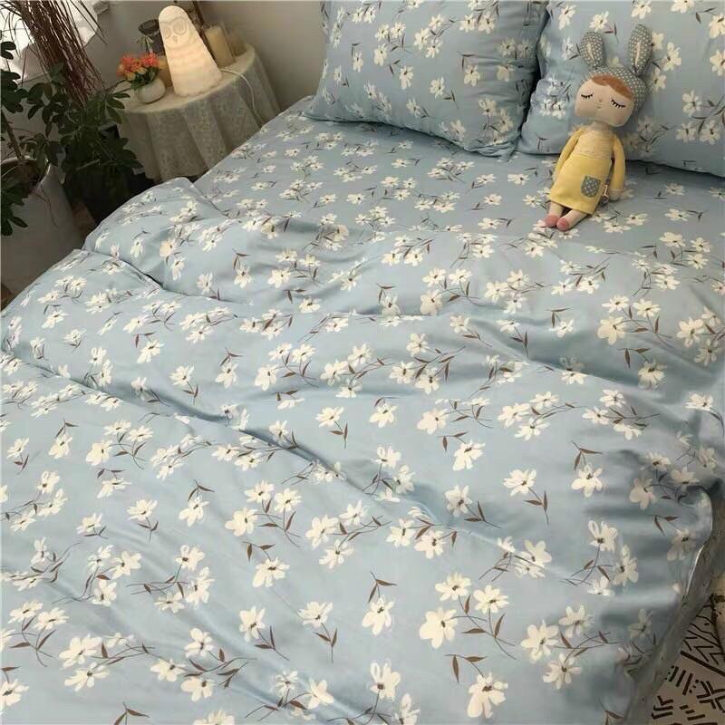 Bộ chăn ga gối Cotton Poly M2T bedding chăn ga Hàn Quốc hoa giấy đủ size miễn phí bo chun