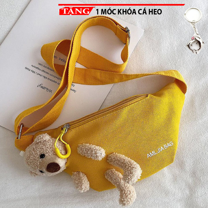 Túi đeo chéo Nữ siêu đáng Gấu giấu trong kiểu ngang mẫu ưa chuộng F54 Tặng móc khóa cá heo
